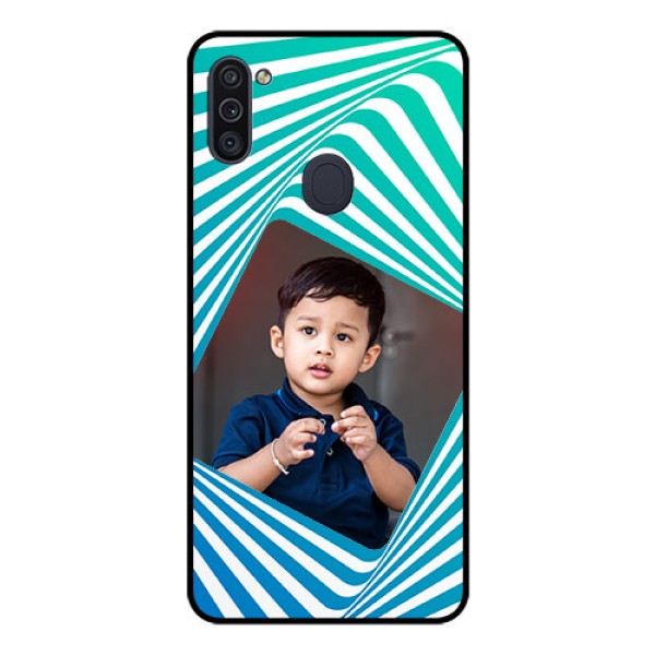 Galaxy M11 Personalized Glass Phone Case - Abstract Spiral Design