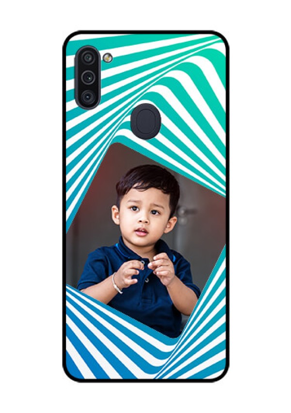Galaxy M11 Personalized Glass Phone Case - Abstract Spiral Design