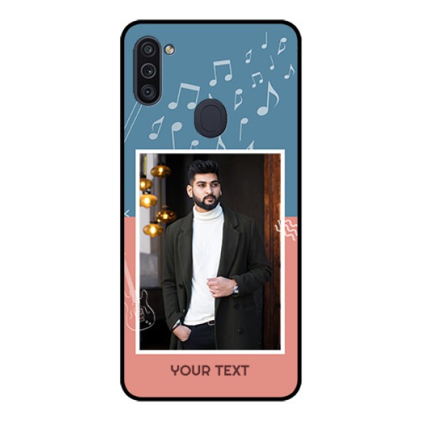 Galaxy M11 Photo Printing on Glass Case - with Color Musical Note Design Galaxy M11 Photo Printing on Glass Case - with Color Musical Note Design