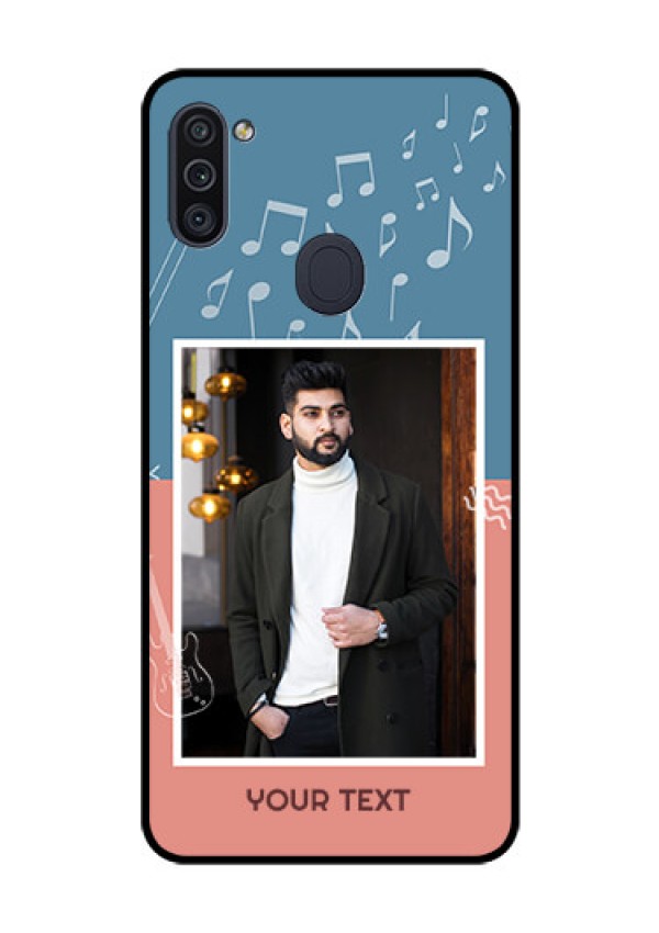 Galaxy M11 Photo Printing on Glass Case - with Color Musical Note Design