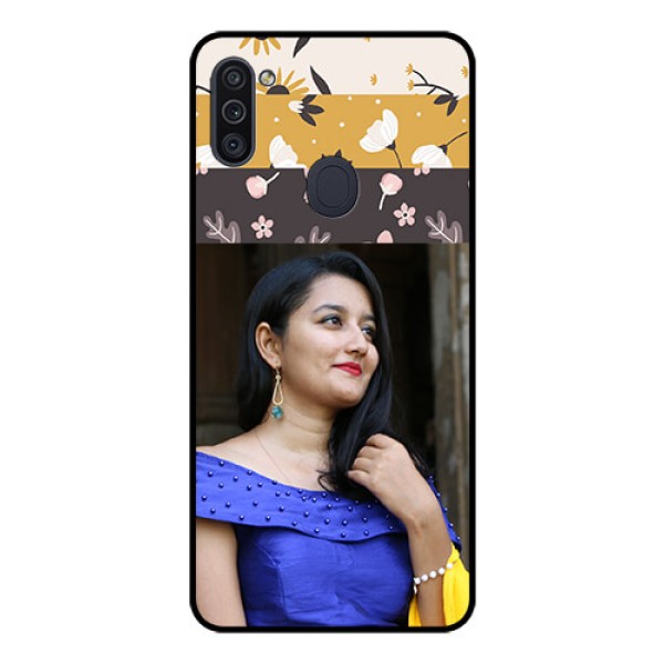 Galaxy M11 Custom Glass Phone Case - Stylish Floral Design