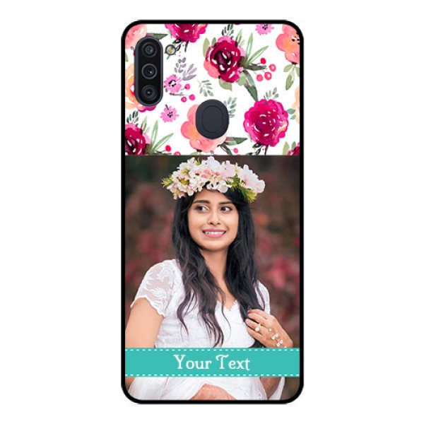 Galaxy M11 Custom Glass Phone Case - Watercolor Floral Design