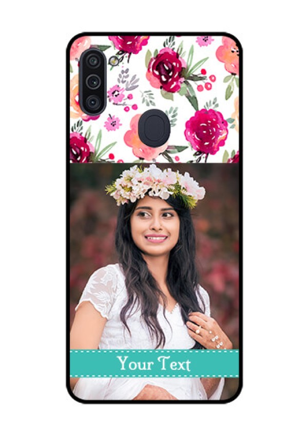 Galaxy M11 Custom Glass Phone Case - Watercolor Floral Design