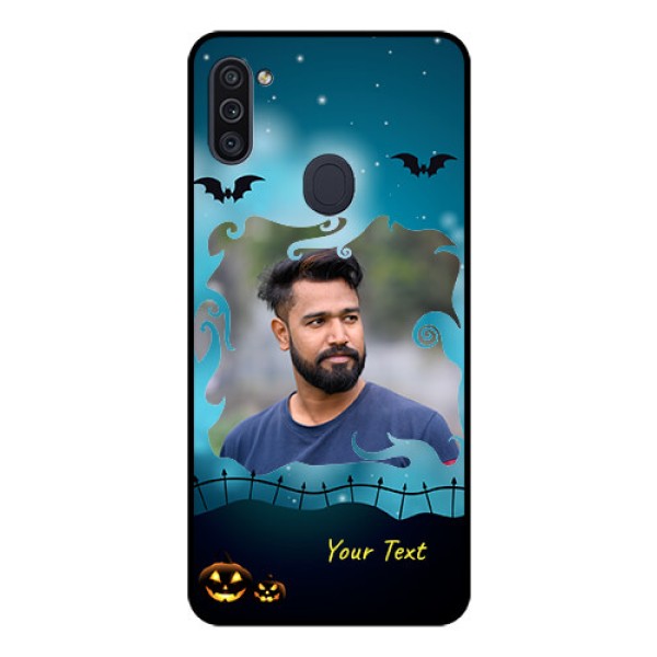 Galaxy M11 Custom Glass Phone Case - Halloween frame design