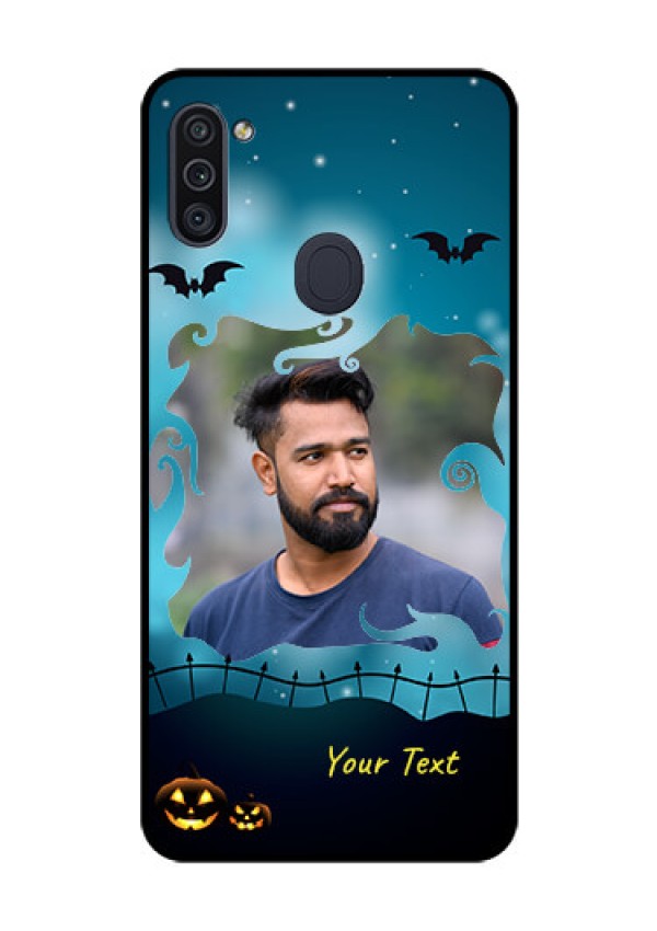 Galaxy M11 Custom Glass Phone Case - Halloween frame design