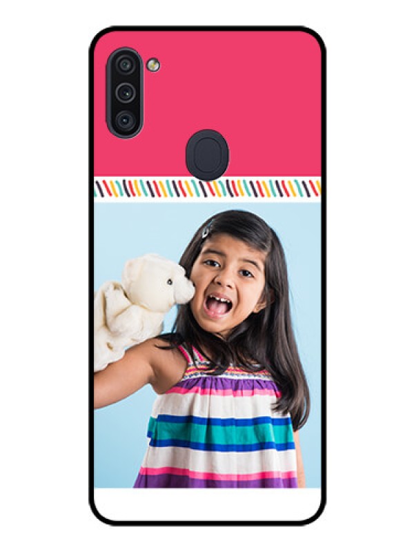 Custom Galaxy M11 Personalized Glass Phone Case - Line art design