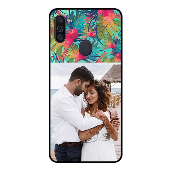 Galaxy M11 Photo Printing on Glass Case - Watercolor Floral Design