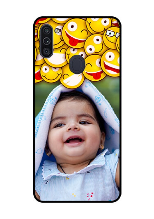 Galaxy M11 Custom Glass Mobile Case - with Smiley Emoji Design