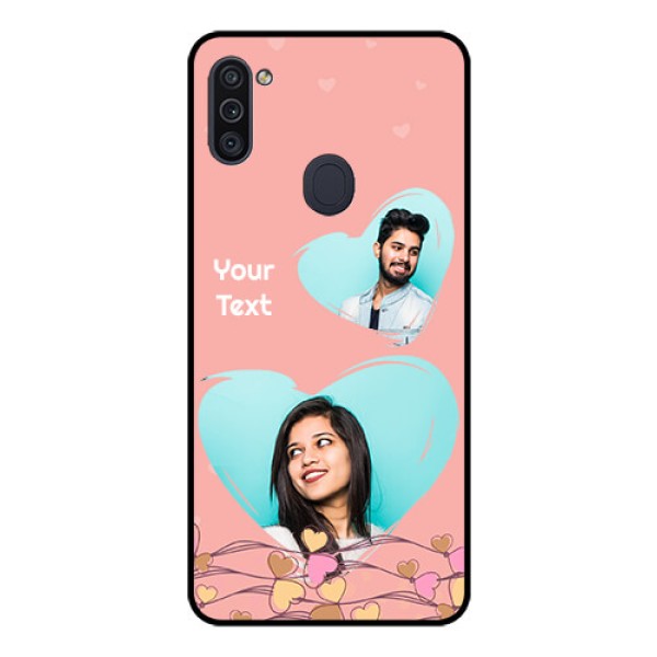 Galaxy M11 Custom Glass Mobile Case - Love Doodle Design