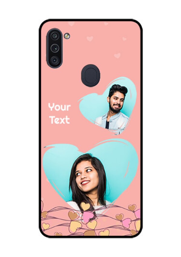 Galaxy M11 Custom Glass Mobile Case - Love Doodle Design