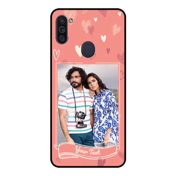 Galaxy M11 Custom Glass Phone Case - Love doodle art Design