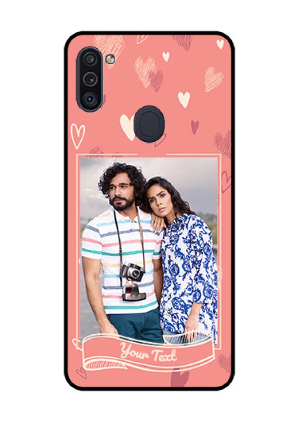 Galaxy M11 Custom Glass Phone Case - Love doodle art Design