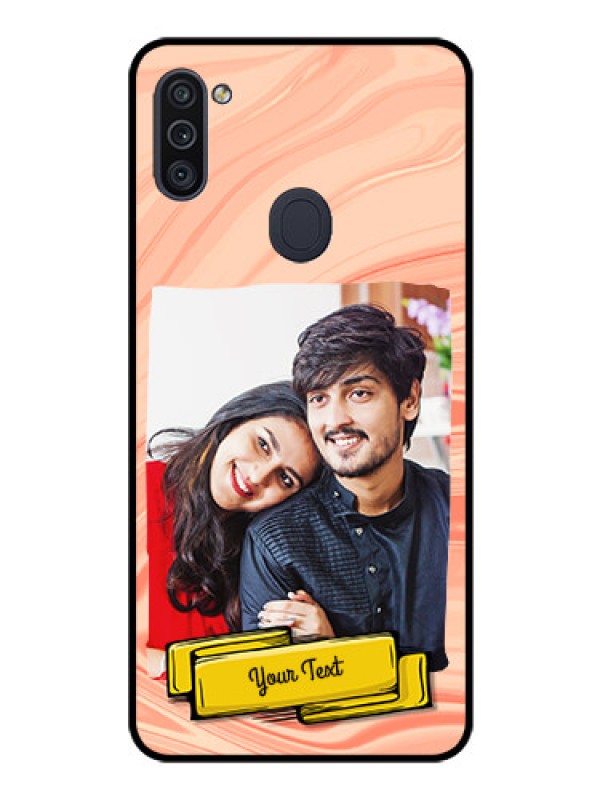 Custom Galaxy M11 Personalized Glass Phone Case - Marble Texture Design