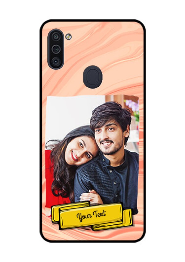 Galaxy M11 Personalized Glass Phone Case - Marble Texture Design