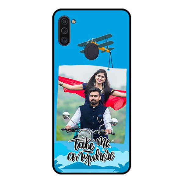 Galaxy M11 Custom Glass Mobile Case - Traveller Design 