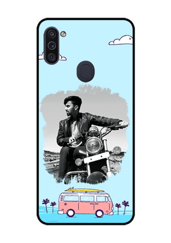 Galaxy M11 Photo Printing on Glass Case - Travel & Adventure Design