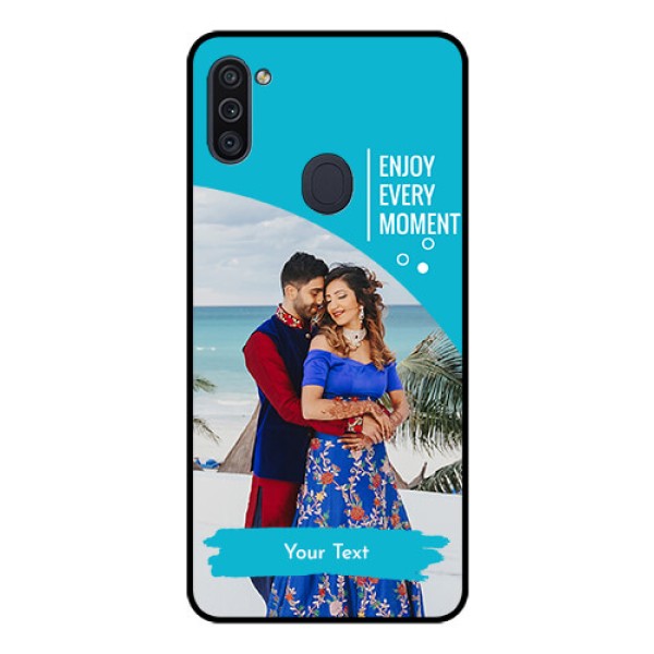 Galaxy M11 Custom Glass Mobile Case - Happy Moment Design