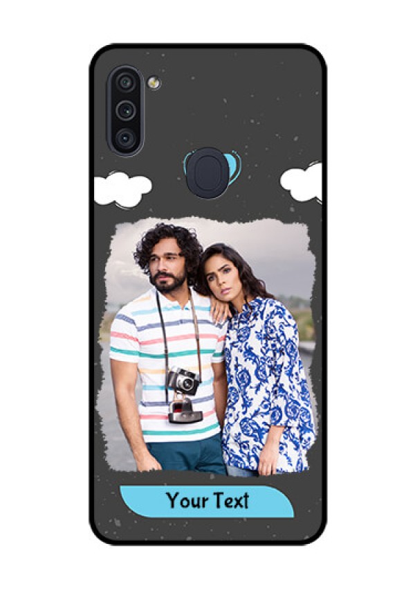 Galaxy M11 Custom Glass Phone Case - Splashes with love doodles Design