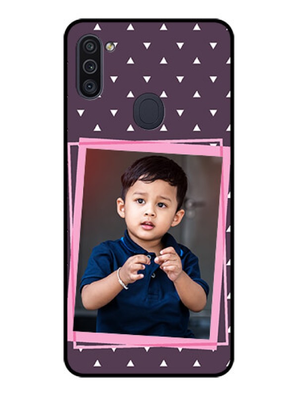 Custom Galaxy M11 Custom Glass Mobile Case - Triangle Pattern Dotted Design