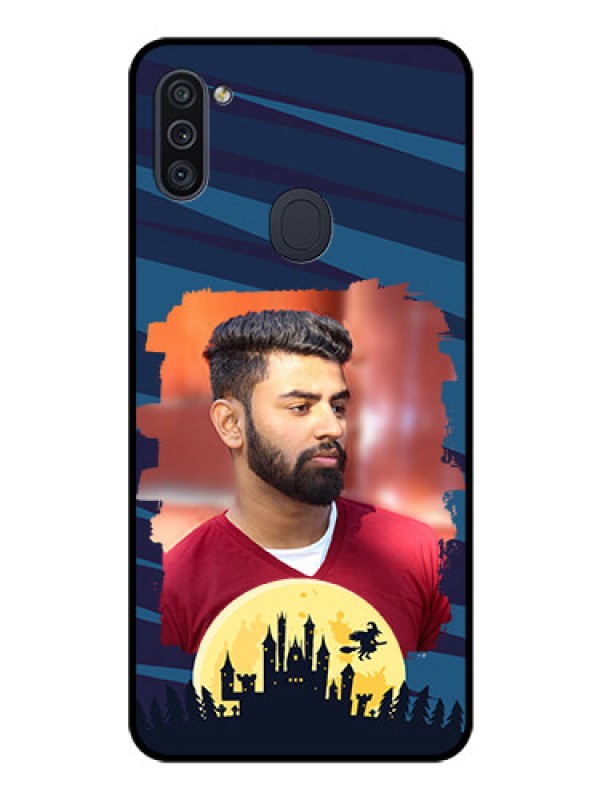 Custom Galaxy M11 Photo Printing on Glass Case - Halloween Witch Design 