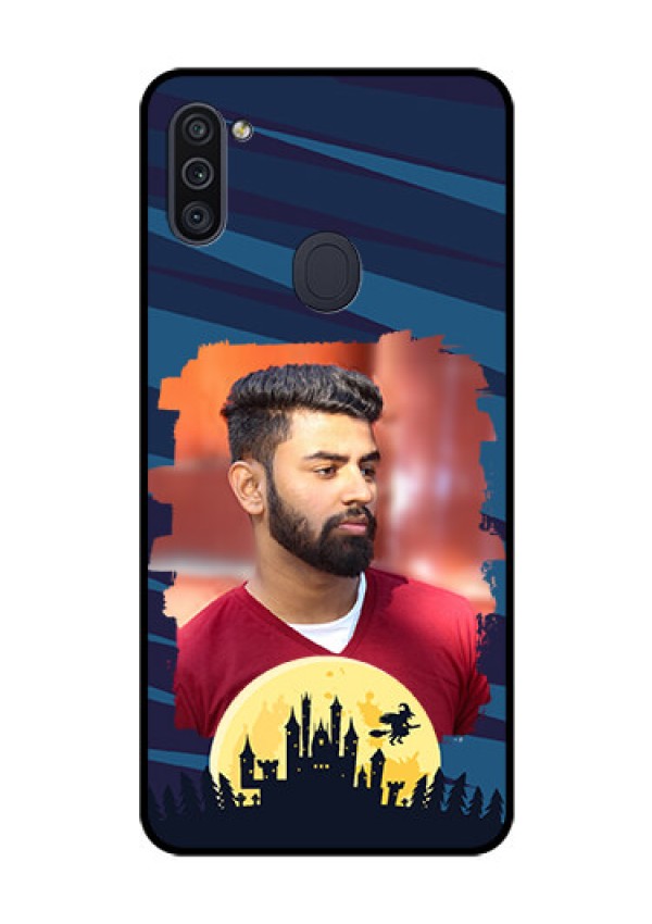 Galaxy M11 Photo Printing on Glass Case - Halloween Witch Design 