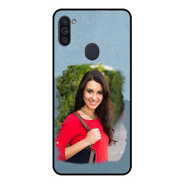 Galaxy M11 Custom Glass Mobile Case - Grunge Line Art Design