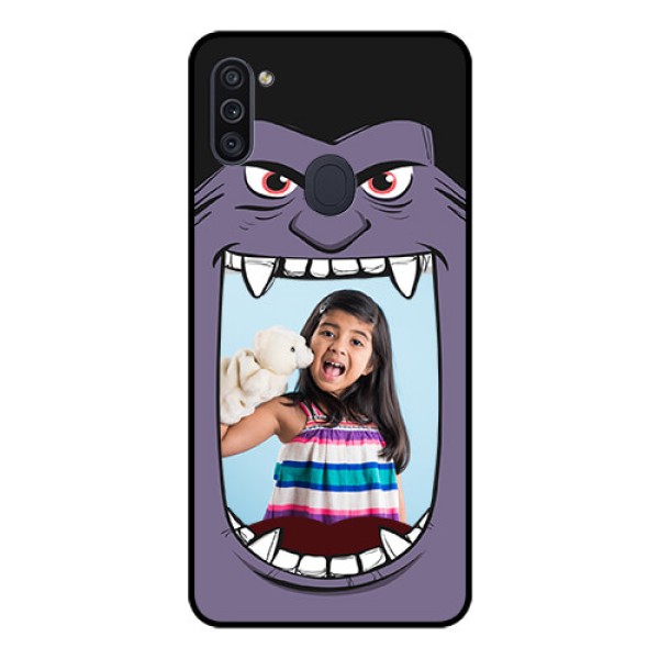 Galaxy M11 Custom Glass Phone Case - Angry Monster Design