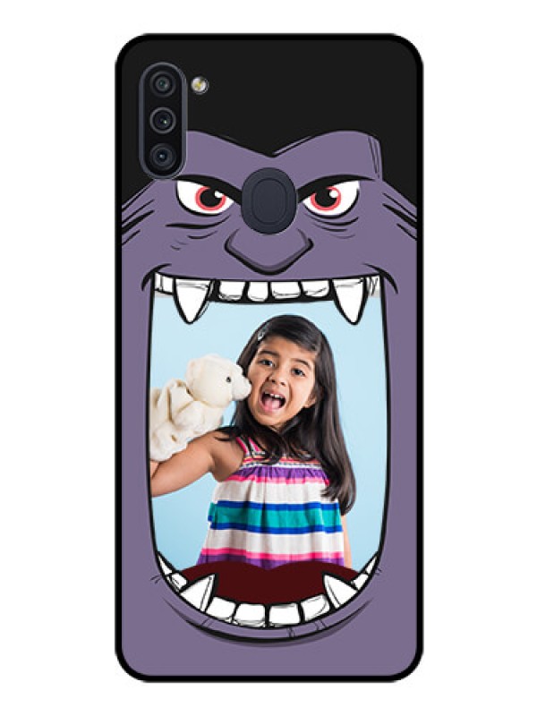 Custom Galaxy M11 Custom Glass Phone Case - Angry Monster Design