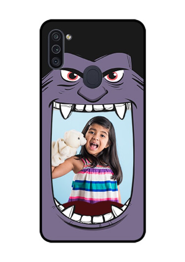 Galaxy M11 Custom Glass Phone Case - Angry Monster Design