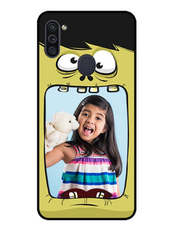 Custom Galaxy M11 Personalized Glass Phone Case - Cartoon monster back case Design