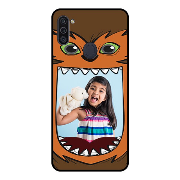 Galaxy M11 Photo Printing on Glass Case - Owl Monster Back Case Design Galaxy M11 Photo Printing on Glass Case - Owl Monster Back Case Design