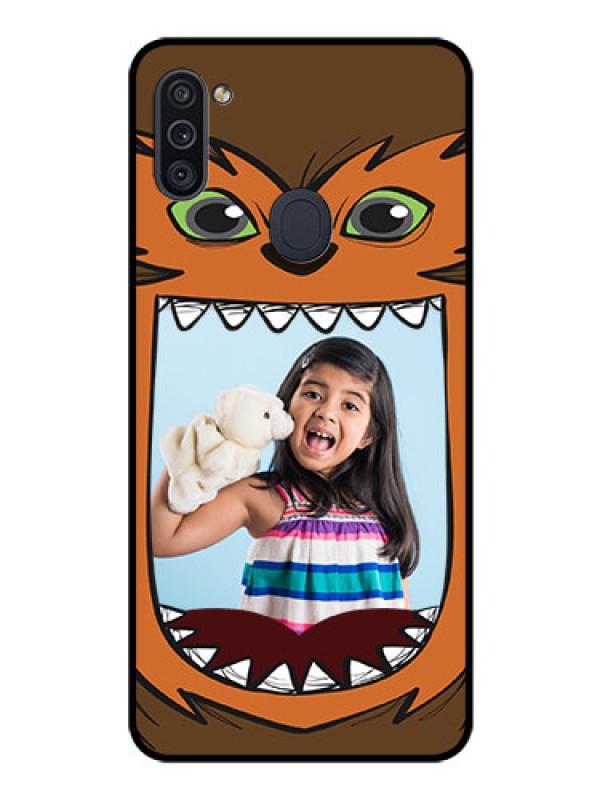 Custom Galaxy M11 Photo Printing on Glass Case - Owl Monster Back Case Design