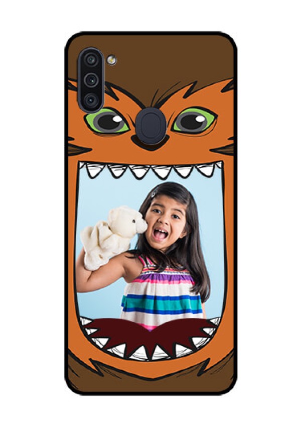 Galaxy M11 Photo Printing on Glass Case - Owl Monster Back Case Design