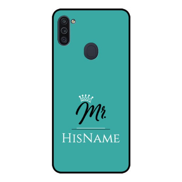 Galaxy M11 Custom Glass Phone Case Mr with Name