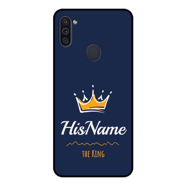 Galaxy M11 Glass Phone Case King with Name