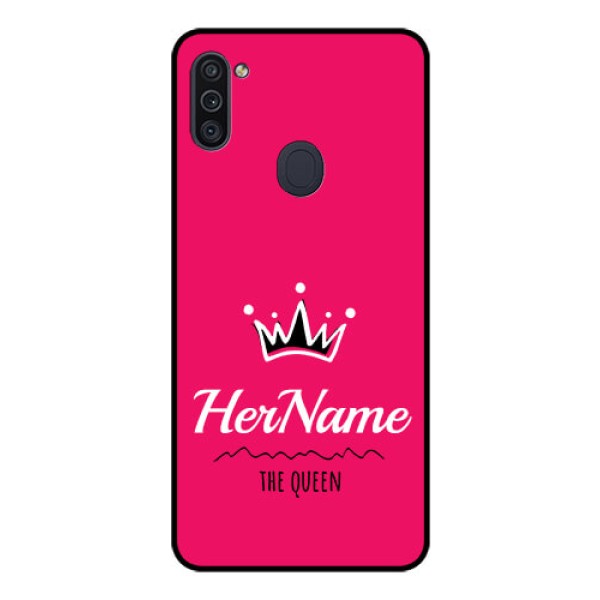 Galaxy M11 Glass Phone Case Queen with Name Galaxy M11 Glass Phone Case Queen with Name