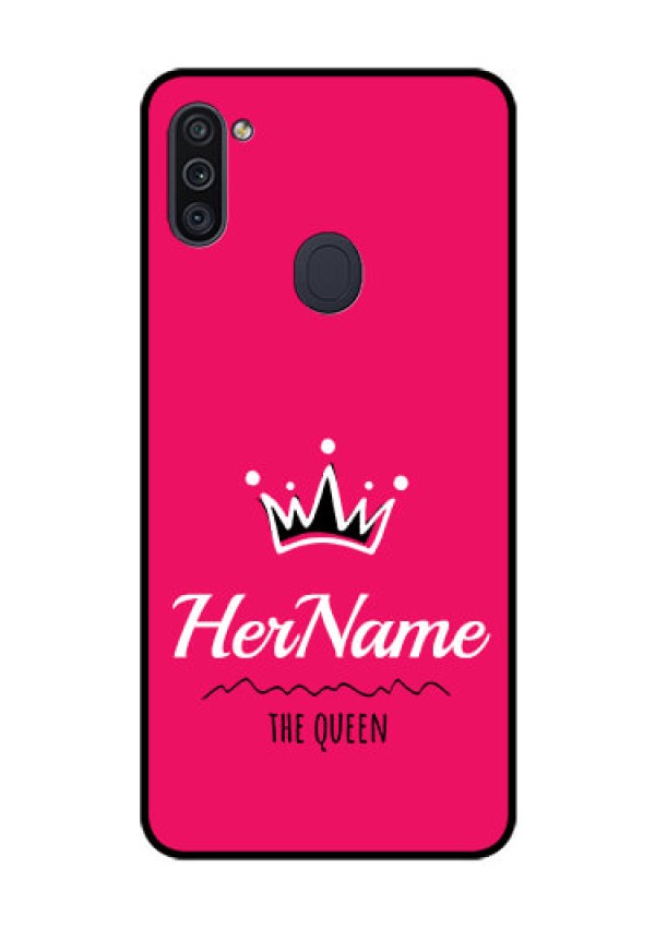 Galaxy M11 Glass Phone Case Queen with Name