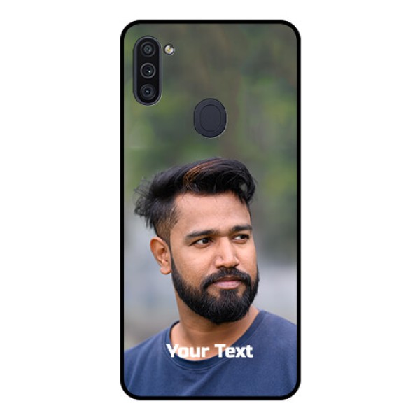 Galaxy M11 Glass Mobile Cover: Photo with Text