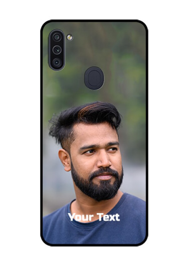 Galaxy M11 Glass Mobile Cover: Photo with Text