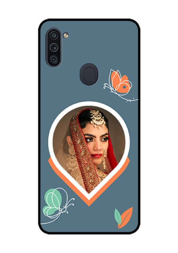 Galaxy M11 Custom Glass Mobile Case - Droplet Butterflies Design