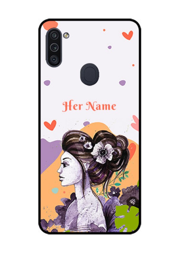 Galaxy M11 Personalized Glass Phone Case - Woman And Nature Design
