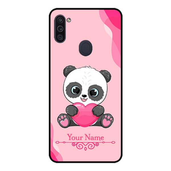 Galaxy M11 Custom Glass Mobile Case - Cute Panda Design