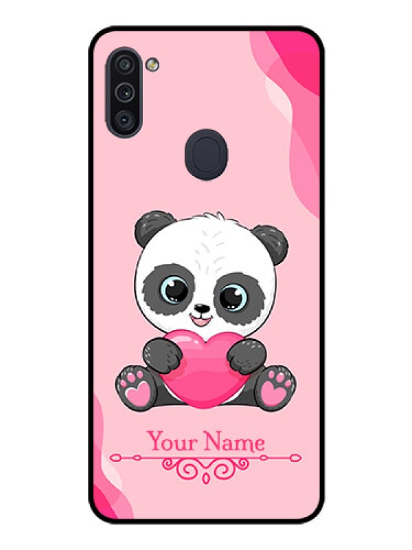 Custom Galaxy M11 Custom Glass Mobile Case - Cute Panda Design