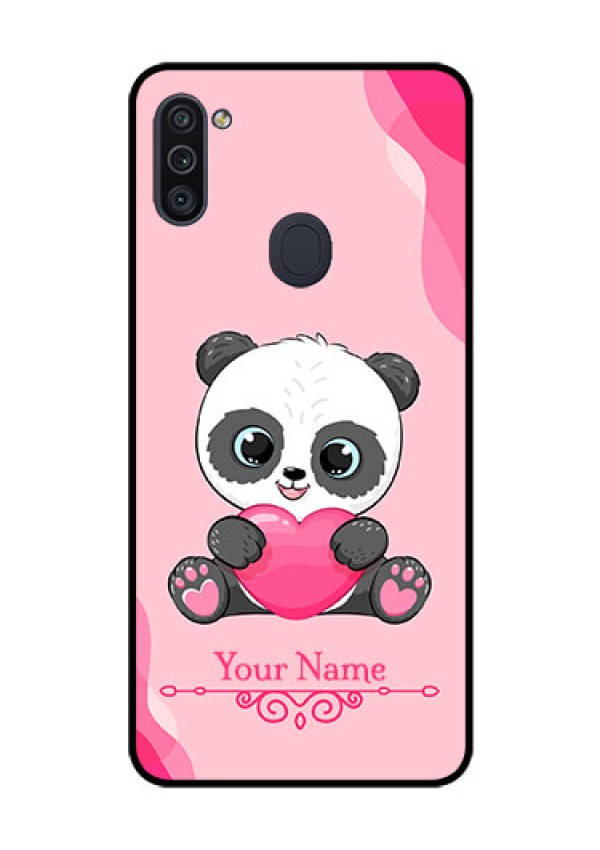 Galaxy M11 Custom Glass Mobile Case - Cute Panda Design