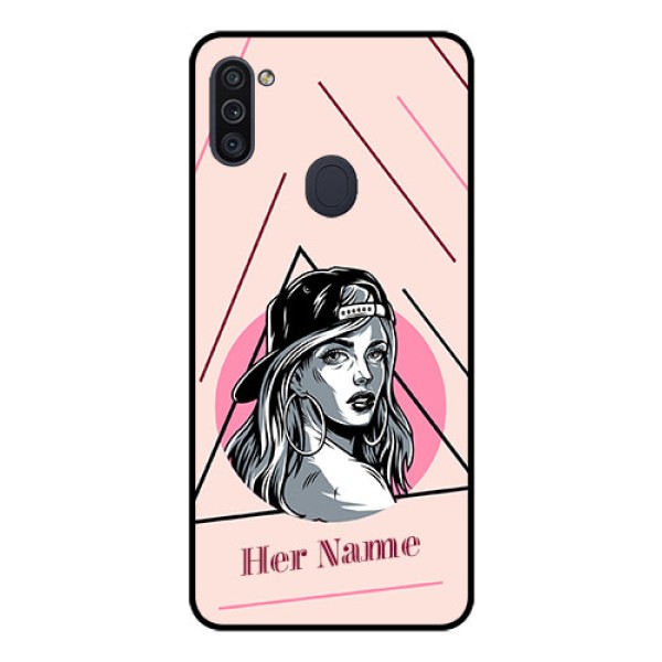 Galaxy M11 Personalized Glass Phone Case - Rockstar Girl Design