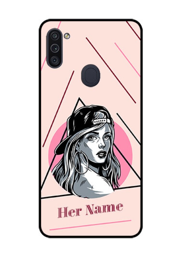 Galaxy M11 Personalized Glass Phone Case - Rockstar Girl Design