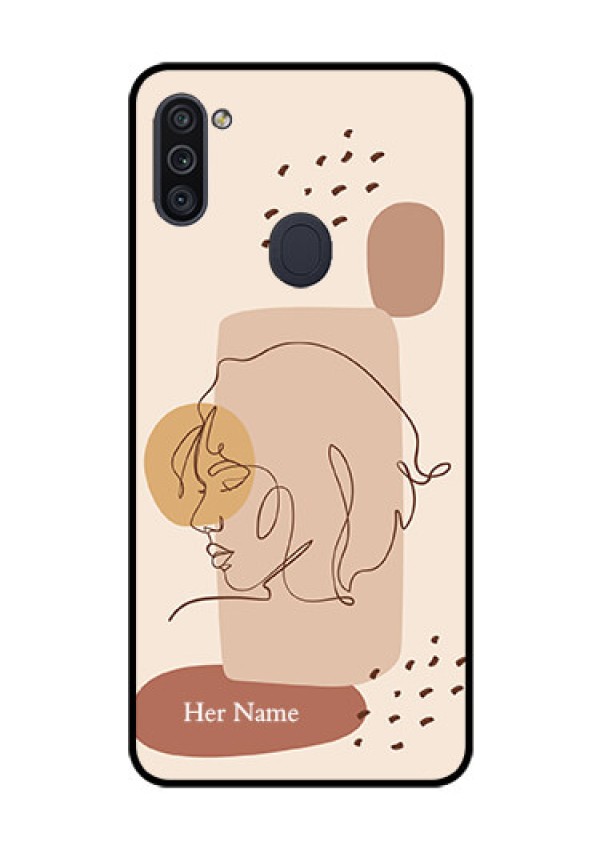 Galaxy M11 Photo Printing on Glass Case - Calm Woman line art Design