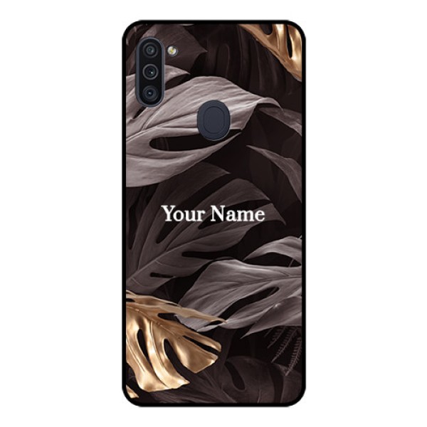 Galaxy M11 Personalised Glass Phone Case - Wild Leaves digital paint Design Galaxy M11 Personalised Glass Phone Case - Wild Leaves digital paint Design