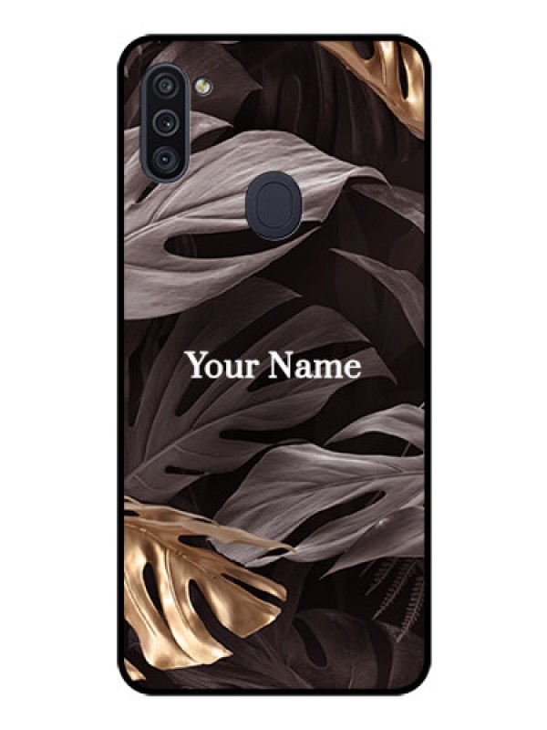 Custom Galaxy M11 Personalised Glass Phone Case - Wild Leaves digital paint Design
