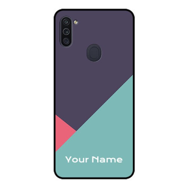 Galaxy M11 Custom Glass Mobile Case - Tri Color abstract Design